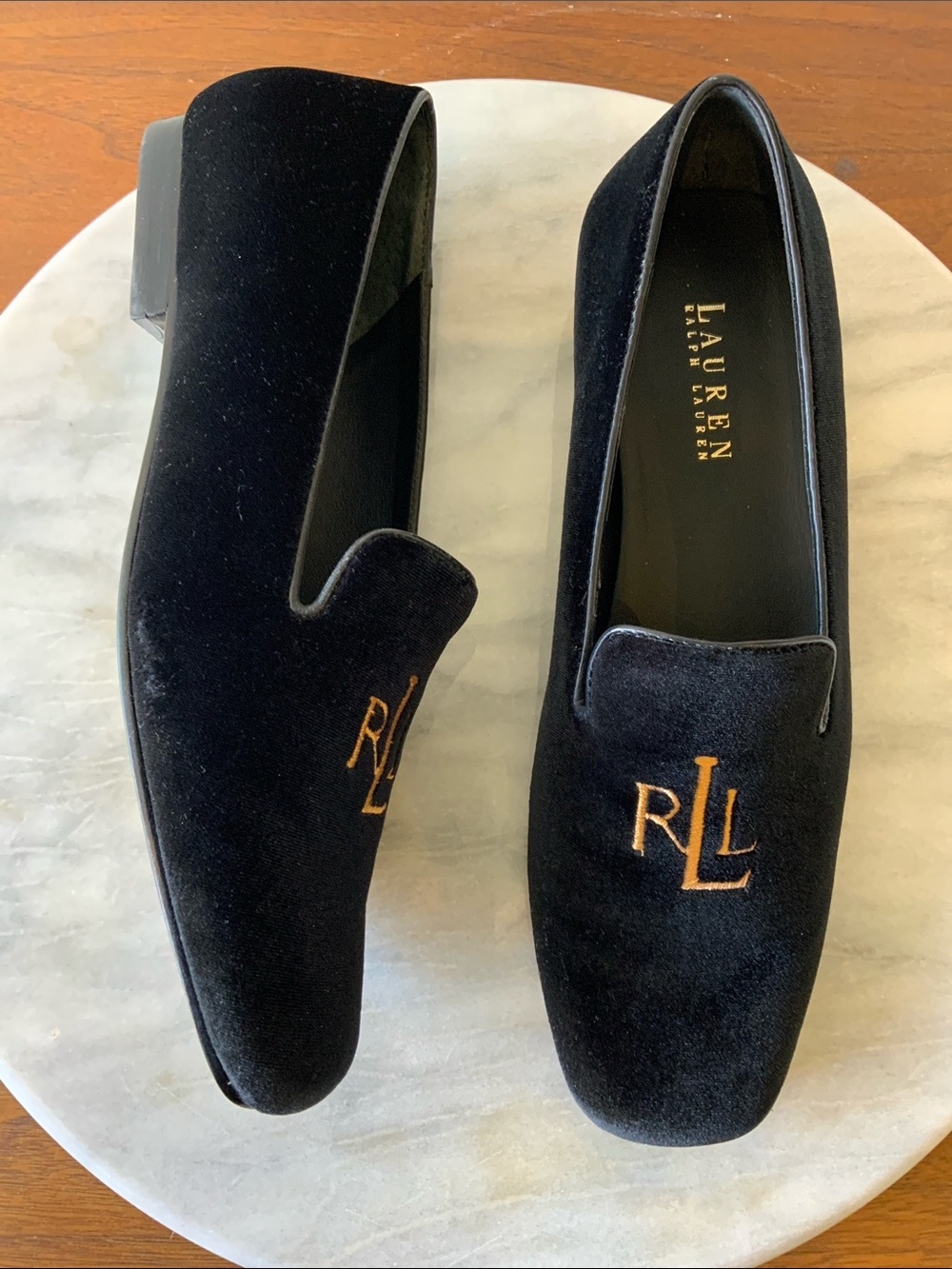 Lauren Ralph Lauren Black Velvet Loafers - Picture 2 of 8